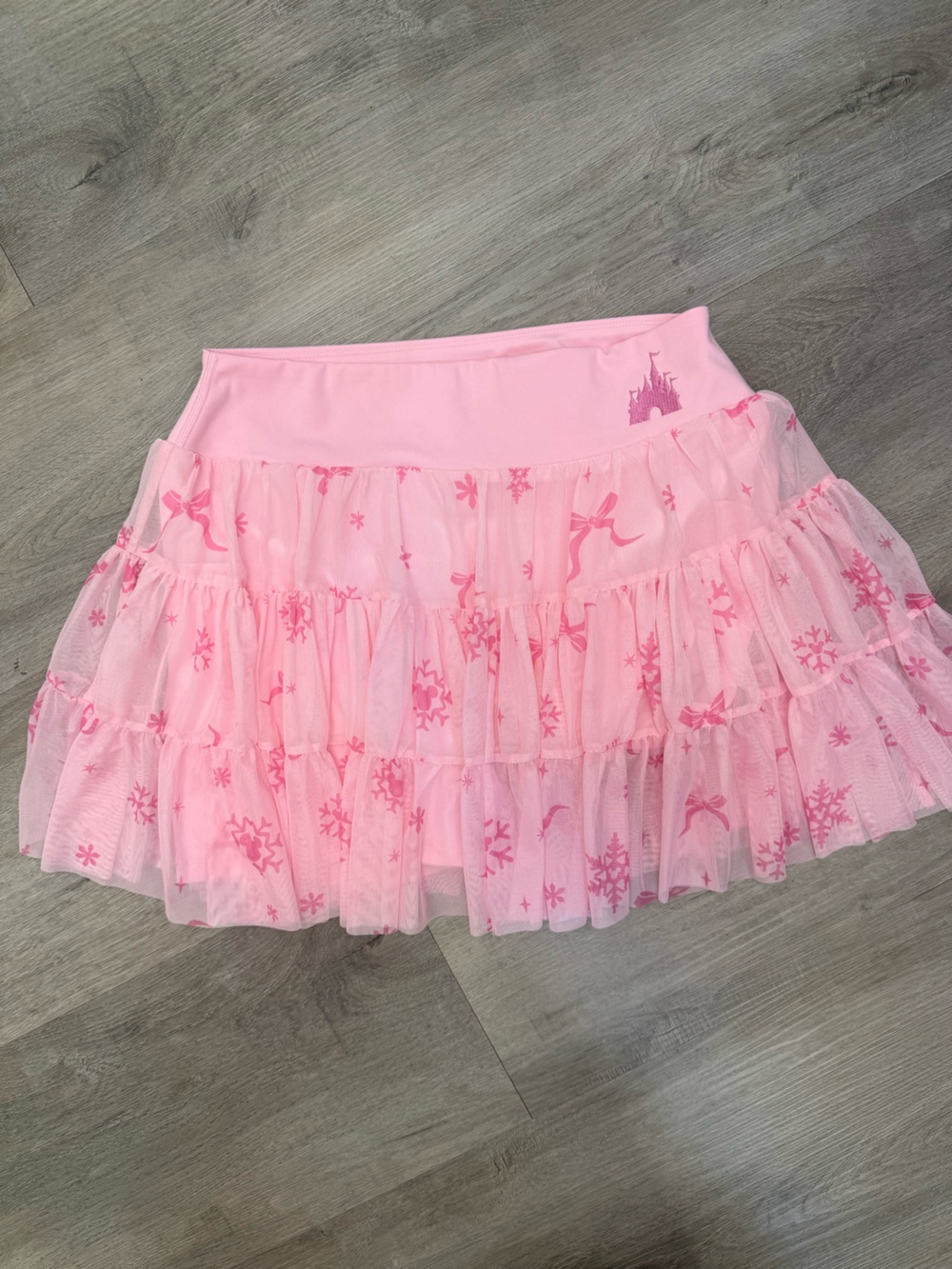 Disney Parks Fantasyland Castle Holiday Pink Mesh Skort NWOT